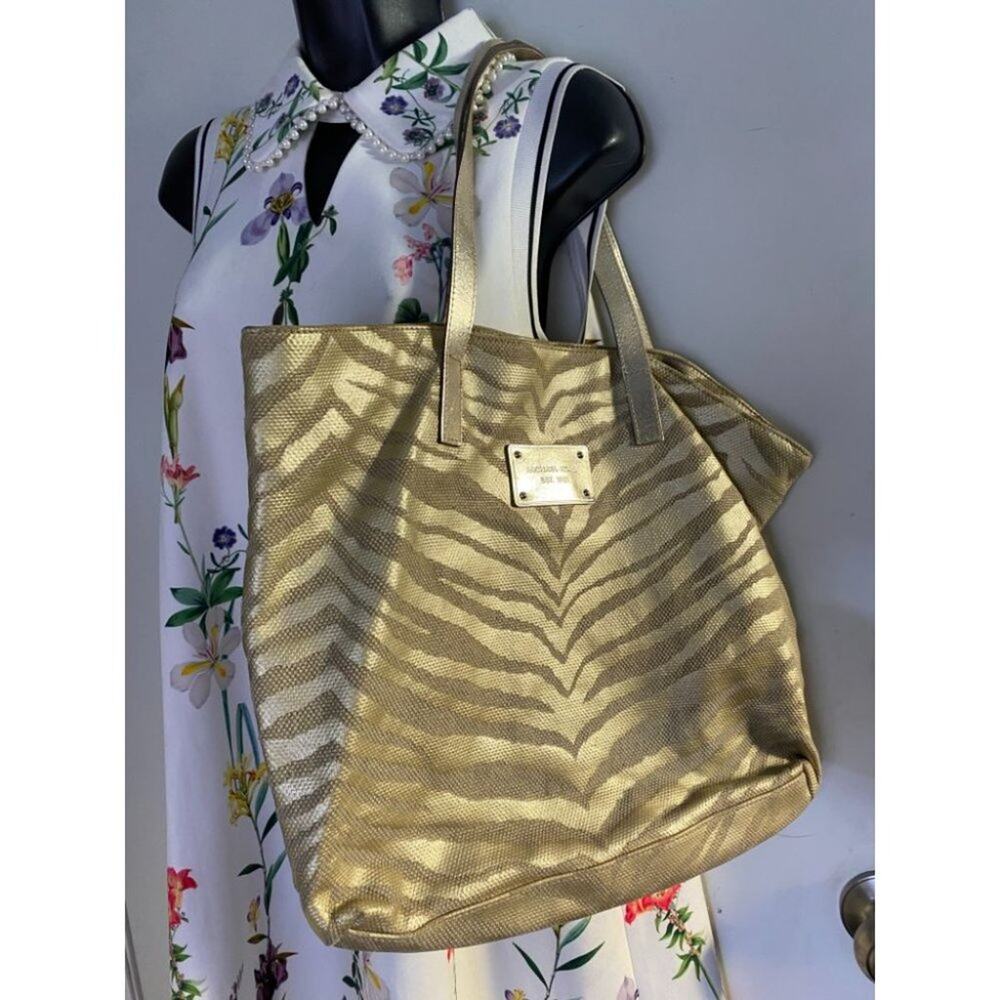 MICHAEL KORS Gold Tan Large Inter Woven Tote Bag - Picture 10 of 16